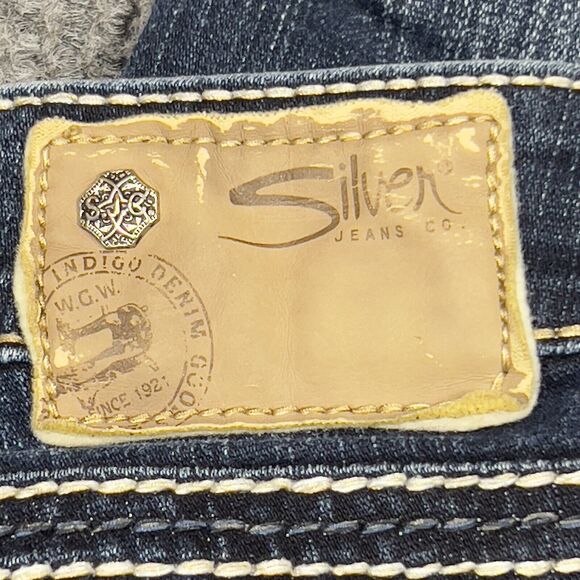 Silver Jeans Women 30x30 Tuesday Slim Bootcut Dark Wash Embroidered Indigo Denim - Picture 4 of 16